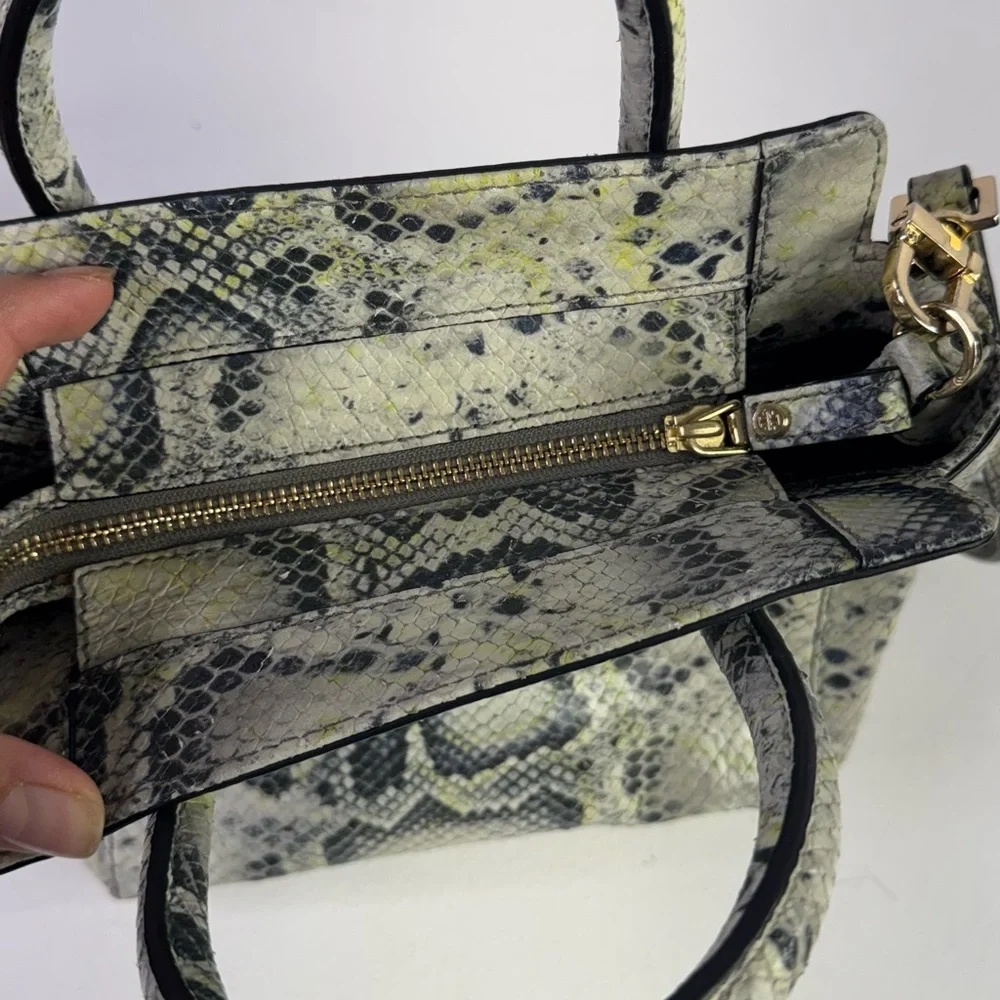 Tory Burch Clara Embossed Small Snake Printed Tote Bag  8.3" H x 8" L x 4.5" D - Picture 11 of 15